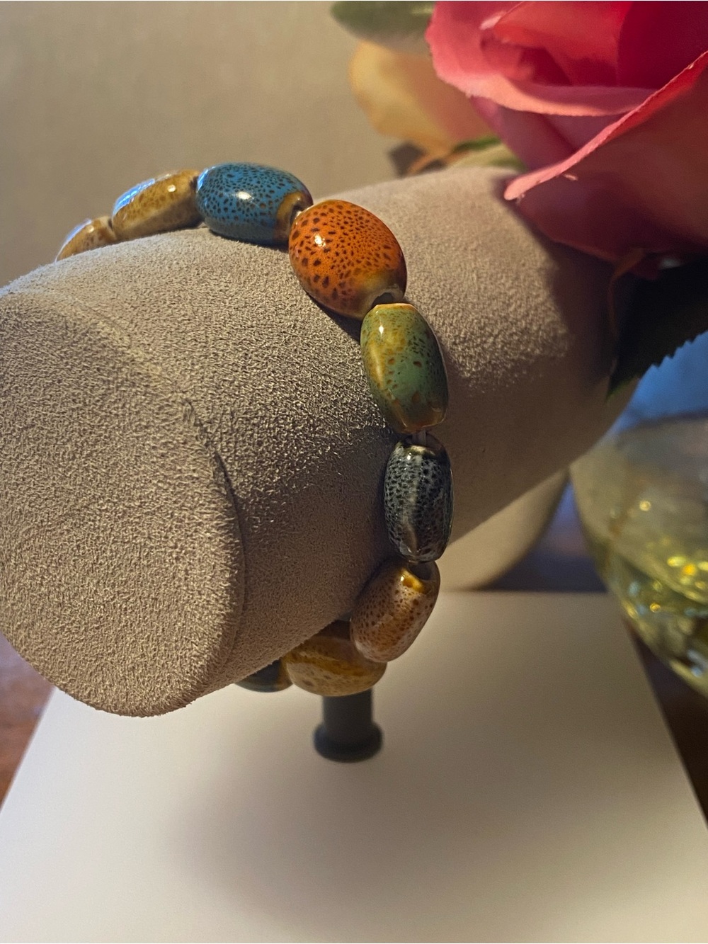 Handcrafted Multicolor Ceramic Bead Stretch Bracelet